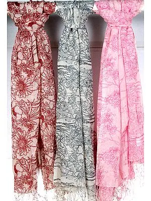 Lot of Three Printed Scarves