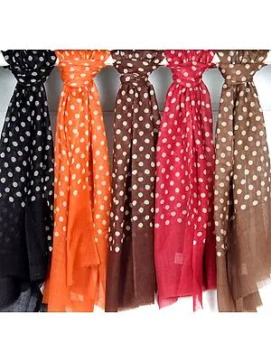 Lot of Five Polka Dotted Scarves
