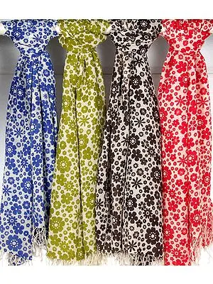 Lot of Four Floral Printed Stoles