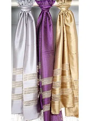 Lot of Three Scarves with Silver Thread Weave
