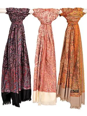 Lot of Three Woven Jamawar Shawls