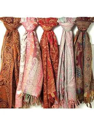Lot of Five Jamawar Shawls