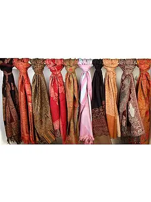 Lot of Ten Jamawar Stoles