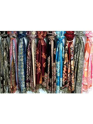 Lot of Ten Jamawar Stoles