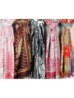 Lot of Five Jamawar Stoles
