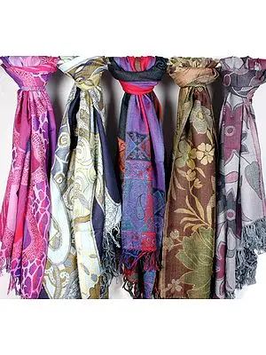 Lot of Five Jamawar Stoles