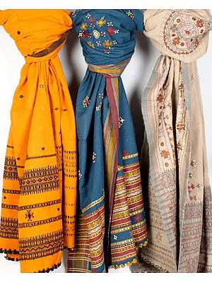 Lot of Three Shawls from Kutchh