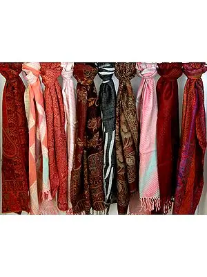 Lot of Ten Jamawar Scarves