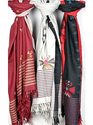 Lot of Three Kullu Shawls from Himachal