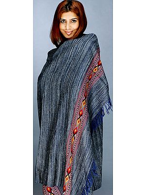 Gray Kinnauri Shawl with Kullu Border