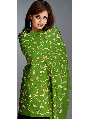 Green Floral Shawl