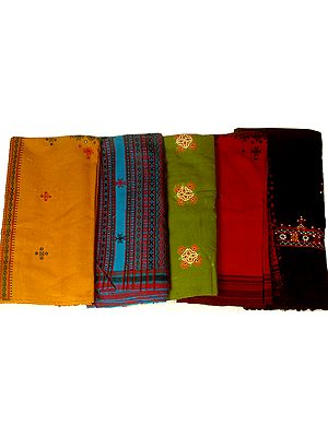 Lot of Five Shawls from Kutchh