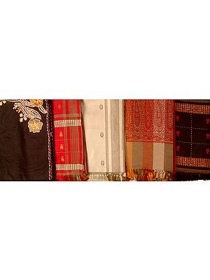 Lot of Five Shawls with Thread Weave