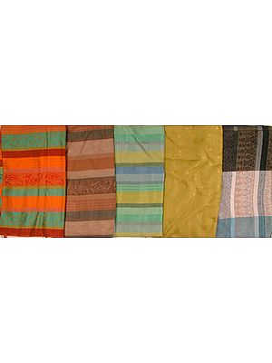 Lot of Five Silk-Wool Stoles