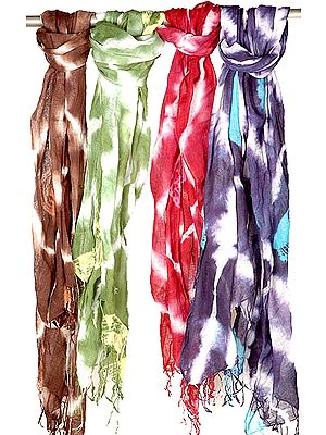 Lot of Four Batik Dyed Scarves