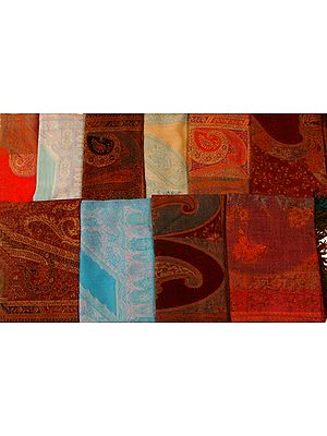 Lot of Ten Jamawar Stoles