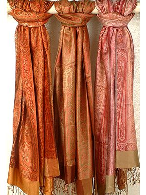 Pure Silk Jamawar Stoles | Sets of 3