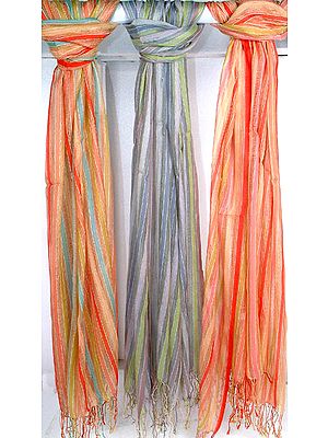 Lot of Three Stoles with Multi-Color Stripes