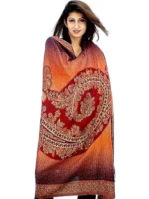 Maroon Double-Sided Jamawar Shawl