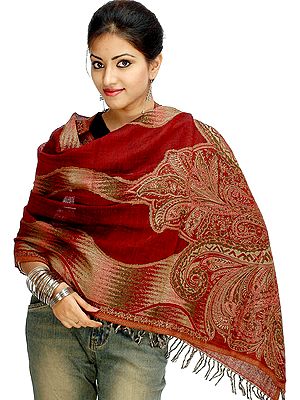 Maroon Jamawar Stole