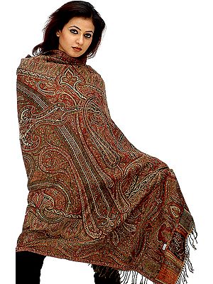 Multi-Color Jamawar Shawl with Dense Weave | Pure Wool