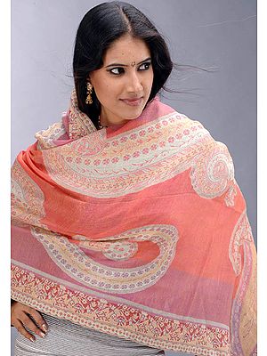 Multi-Color Jamawar Stole with Crystals