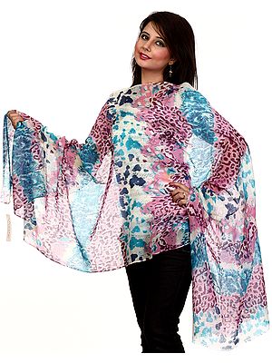 Multi-Color Stole with Animal Print