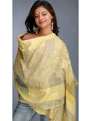 Mustard and Green Jamawar Stole
