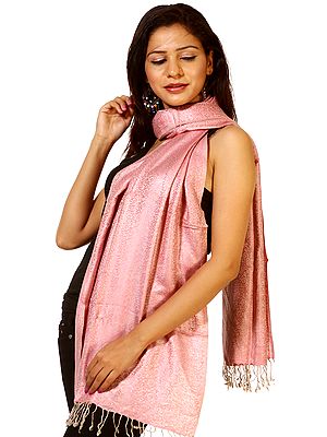 Pink Jacquard Woven Scarf