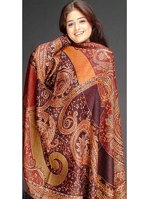Reversible Jamawar Shawl with Creeper Motif