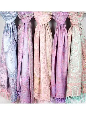 Lot of Five Kani Jamawar Stoles