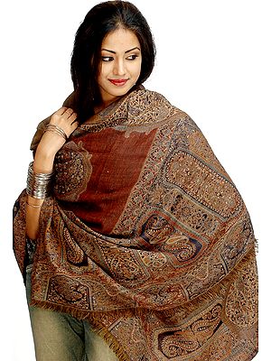 Shades of Brown on a Jamawar Shawl
