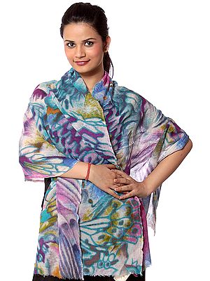 Multi-Color Printed Silk-Wool Stole