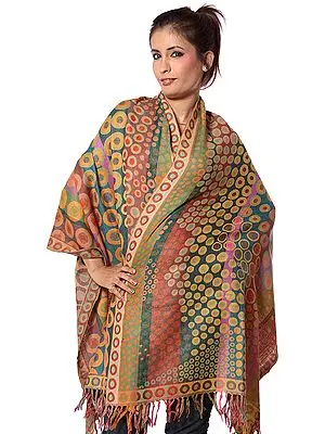 Multi-color Jamawar Stole with Woven Circles