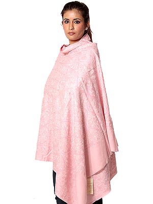 Powder-Pink Shawl with Aari Embroidery and Sequins All-Over