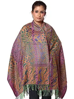 Multi-color Jamawar Stole with All-Over Weave
