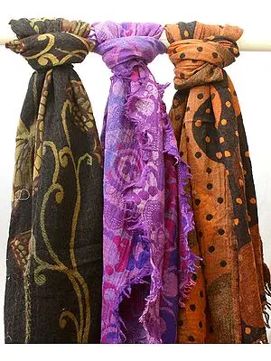 Lot of Three Jamawar Stoles