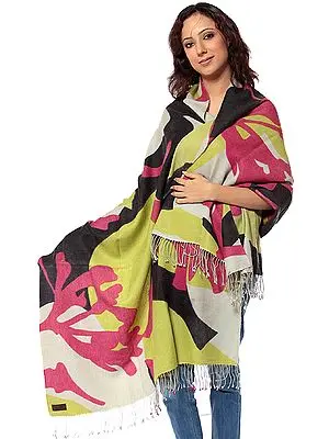 Multi-Color Silk-Pashmina Printed Shawl from Nepal