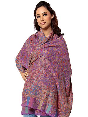 Purple Kani Stole with Multi-Color Thread Weave