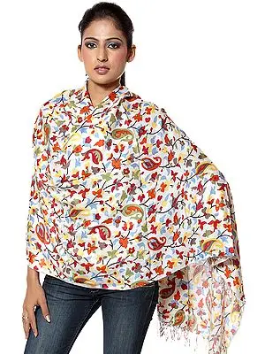 Multi-Color Stole with Printed Paisleys