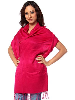 Magenta Silk-Pashmina Stole from Nepal