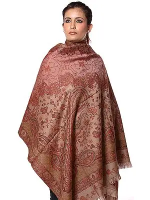 Multi-Color Jamawar Shawl with Needle Embroidery by Hand