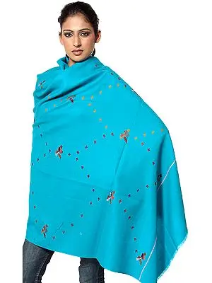 Turquoise Shawl with Kullu Weave