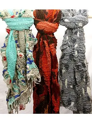 Lot of Three Crushed Printed Stoles