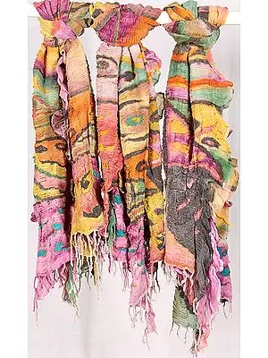 Lot of Three Crushed Hand-Painted Stoles