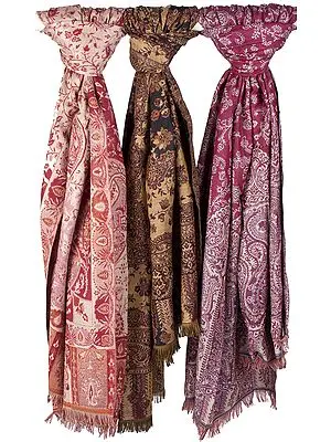Lot of Three Jamawar Stoles