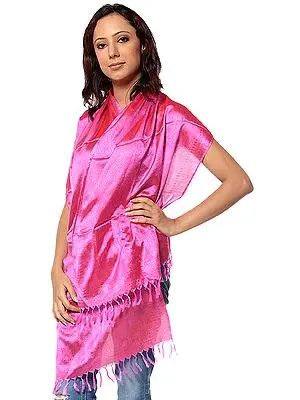 Pink Banarasi Scarf with Tanchoi Weave in Green Thread