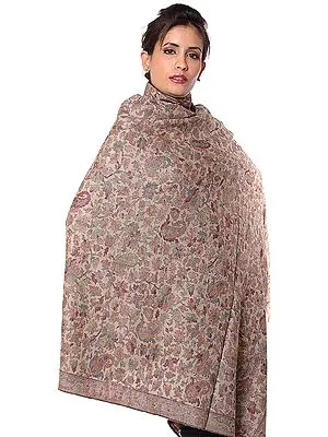 Beige Kani Shawl with Densely Woven Paisleys