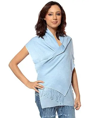 Sky-Blue Silk-Pashmina Scarf from Nepal