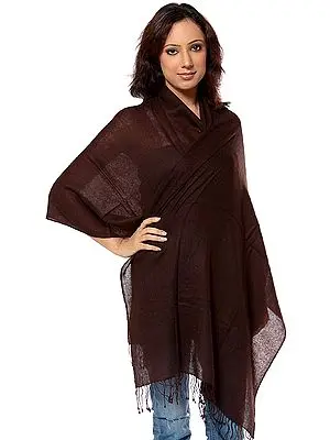 Coffee-Brown Silk-Pashmina Shawl from Nepal